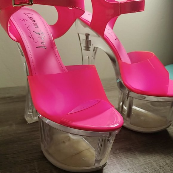 Size 9 Dolls Kill NEON PINK CHIMARA PLATFORM HEELS - Picture 4 of 6